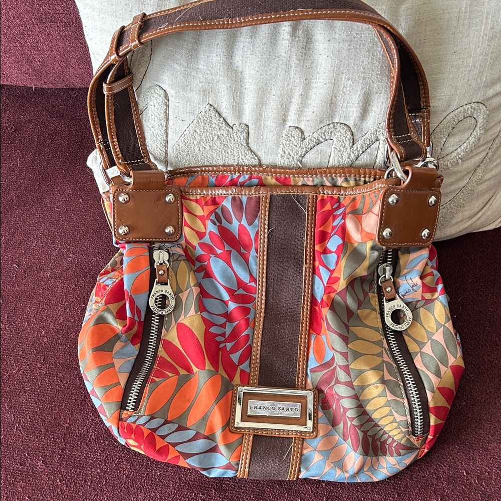 Franco Sarto Colorful Leaf Pattern Shoulder Bag